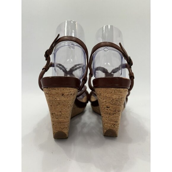 Kenneth Cole Reaction Don’t Dare 8.5M Sandals Brown Cork Wedge Y2K Strappy Shoes - Picture 6 of 12